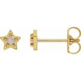 14K Yellow Natural White Opal Petite Star Earrings Siddiqui Jewelers