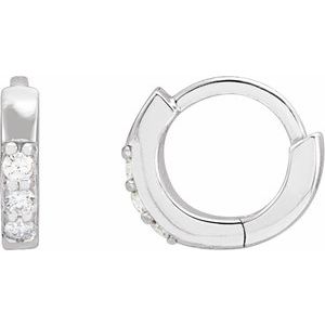 Platinum .05 CTW Natural Diamond 8 mm Huggie Earrings Siddiqui Jewelers