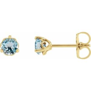 14K Yellow 3 mm Natural Sky Blue Topaz Cocktail-Style Earrings Siddiqui Jewelers
