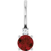 14K White Natural Mozambique Garnet & .015 CT Natural Diamond Charm/Pendant Siddiqui Jewelers