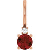 14K Rose Natural Mozambique Garnet & .015 CT Natural Diamond Charm/Pendant Siddiqui Jewelers
