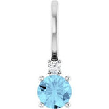 Platinum Natural Aquamarine & .015 CT Natural Diamond Charm/Pendant Siddiqui Jewelers