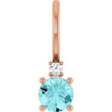 14K Rose Natural Blue Zircon & .015 CT Natural Diamond Charm/Pendant Siddiqui Jewelers