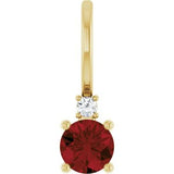 14K Yellow Natural Mozambique Garnet & .015 CT Natural Diamond Charm/Pendant Siddiqui Jewelers