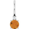 Sterling Silver Natural Citrine & .015 CT Natural Diamond Charm/Pendant Siddiqui Jewelers