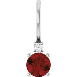 Platinum Natural Mozambique Garnet & .015 CT Natural Diamond Charm/Pendant Siddiqui Jewelers