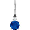 Platinum Lab-Grown Blue Sapphire & .015 CT Natural Diamond Charm/Pendant Siddiqui Jewelers