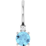 14K White Natural Aquamarine & .015 CT Natural Diamond Charm/Pendant Siddiqui Jewelers