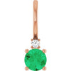 14K Rose Natural Emerald & .015 CT Natural Diamond Charm/Pendant Siddiqui Jewelers