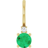 14K Yellow Lab-Grown Emerald & .015 CT Natural Diamond Charm/Pendant Siddiqui Jewelers