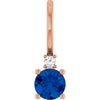 14K Rose Lab-Grown Blue Sapphire & .015 CT Natural Diamond Charm/Pendant Siddiqui Jewelers