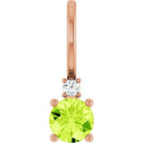 14K Rose Natural Peridot & .015 CT Natural Diamond Charm/Pendant Siddiqui Jewelers