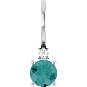 Sterling Silver Lab-Grown Alexandrite & .015 CT Natural Diamond Charm/Pendant Siddiqui Jewelers