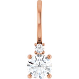 14K Rose Natural Sapphire & .015 CT Natural Diamond Charm/Pendant Siddiqui Jewelers