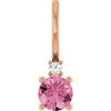 14K Rose Natural Pink Tourmaline & .015 CT Natural Diamond Charm/Pendant Siddiqui Jewelers