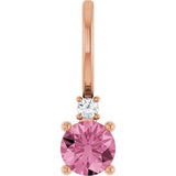 14K Rose Natural Pink Tourmaline & .015 CT Natural Diamond Charm/Pendant Siddiqui Jewelers