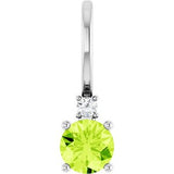 Platinum Natural Peridot & .015 CT Natural Diamond Charm/Pendant Siddiqui Jewelers