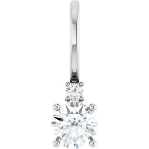 14K White Natural White Sapphire & .015 CT Natural Diamond Charm/Pendant Siddiqui Jewelers