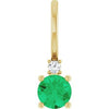 14K Yellow Natural Emerald & .015 CT Natural Diamond Charm/Pendant Siddiqui Jewelers