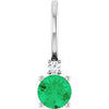 14K White Natural Emerald & .015 CT Natural Diamond Charm/Pendant Siddiqui Jewelers