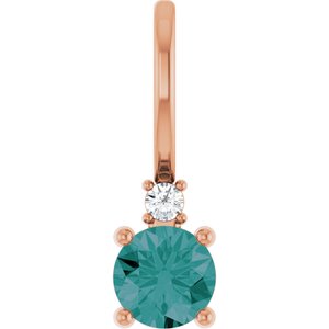 14K Rose Lab-Grown Alexandrite & .015 CT Natural Diamond Charm/Pendant Siddiqui Jewelers