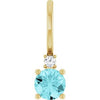 14K Yellow Natural Blue Zircon & .015 CT Natural Diamond Charm/Pendant Siddiqui Jewelers