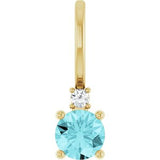 14K Yellow Natural Blue Zircon & .015 CT Natural Diamond Charm/Pendant Siddiqui Jewelers