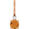 14K Rose Natural Citrine & .015 CT Natural Diamond Charm/Pendant Siddiqui Jewelers