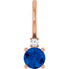 14K Rose Natural Blue Sapphire & .015 CT Natural Diamond Charm/Pendant Siddiqui Jewelers