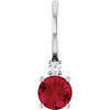 14K White Lab-Grown Ruby & .015 CT Natural Diamond Charm/Pendant Siddiqui Jewelers