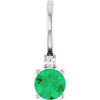 14K White Lab-Grown Emerald & .015 CT Natural Diamond Charm/Pendant Siddiqui Jewelers