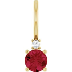 14K Yellow Lab-Grown Ruby & .015 CT Natural Diamond Charm/Pendant Siddiqui Jewelers