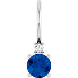 Sterling Silver Natural Blue Sapphire & .015 CT Natural Diamond Charm/Pendant Siddiqui Jewelers