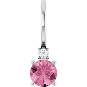 Platinum Natural Pink Tourmaline & .015 CT Natural Diamond Charm/Pendant Siddiqui Jewelers