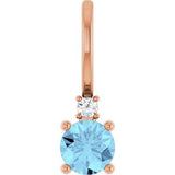 14K Rose Natural Aquamarine & .015 CT Natural Diamond Charm/Pendant Siddiqui Jewelers