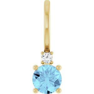 14K Yellow Natural Aquamarine & .015 CT Natural Diamond Charm/Pendant Siddiqui Jewelers