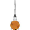 14K White Natural Citrine & .015 CT Natural Diamond Charm/Pendant Siddiqui Jewelers