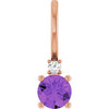 14K Rose Natural Amethyst & .015 CT Natural Diamond Charm/Pendant Siddiqui Jewelers