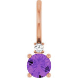 14K Rose Natural Amethyst & .015 CT Natural Diamond Charm/Pendant Siddiqui Jewelers