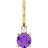 14K Yellow Natural Amethyst & .015 CT Natural Diamond Charm/Pendant Siddiqui Jewelers