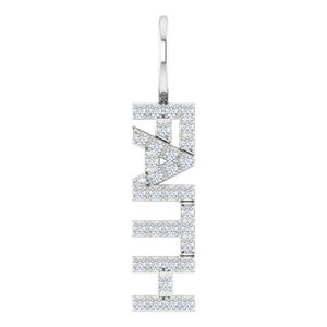 14K White 1/8 CTW Natural Diamond "Faith" Charm/Pendant Siddiqui Jewelers