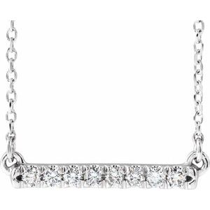 Sterling Silver 1/8 CTW Natural Diamond French-Set Bar 16" Necklace Siddiqui Jewelers
