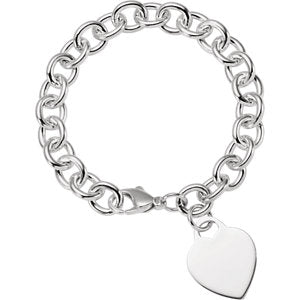 Sterling Silver Heart Charm 7.5" Bracelet - Siddiqui Jewelers