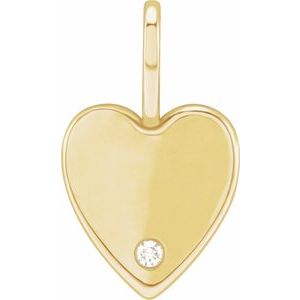 14K Yellow .02 CT Natural Diamond Heart Charm/Pendant Siddiqui Jewelers
