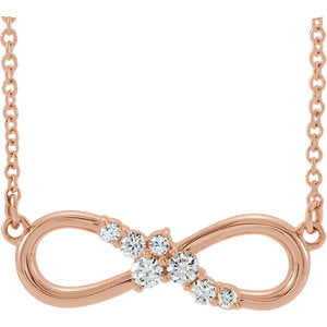 14K Rose 1/8 CTW Diamond Infinity-Inspired Bar 16" Necklace - Siddiqui Jewelers