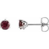 14K White 3 mm Natural Rhodolite Garnet Cocktail-Style Earrings Siddiqui Jewelers