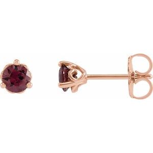 14K Rose 3 mm Natural Rhodolite Garnet Cocktail-Style Earrings Siddiqui Jewelers
