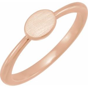 14K Rose 6.75x5 mm Oval Engravable Ring Siddiqui Jewelers