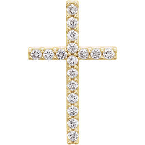 14K Yellow 1/3 CTW Petite Diamond Cross Pendant - Siddiqui Jewelers