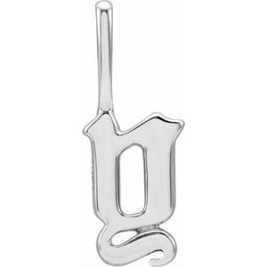 14K White Gothic Initial Y Charm/Pendant Siddiqui Jewelers